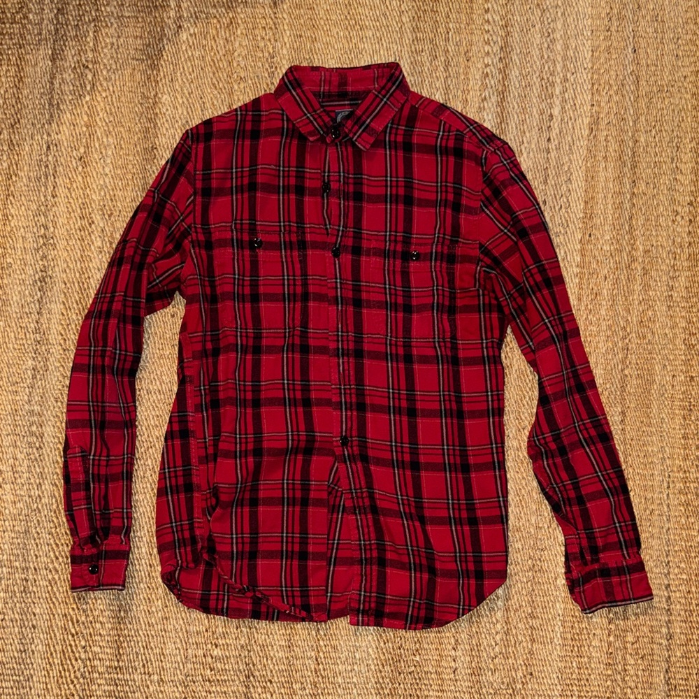 J. Crew Red and Black Plaid Men's Shirt